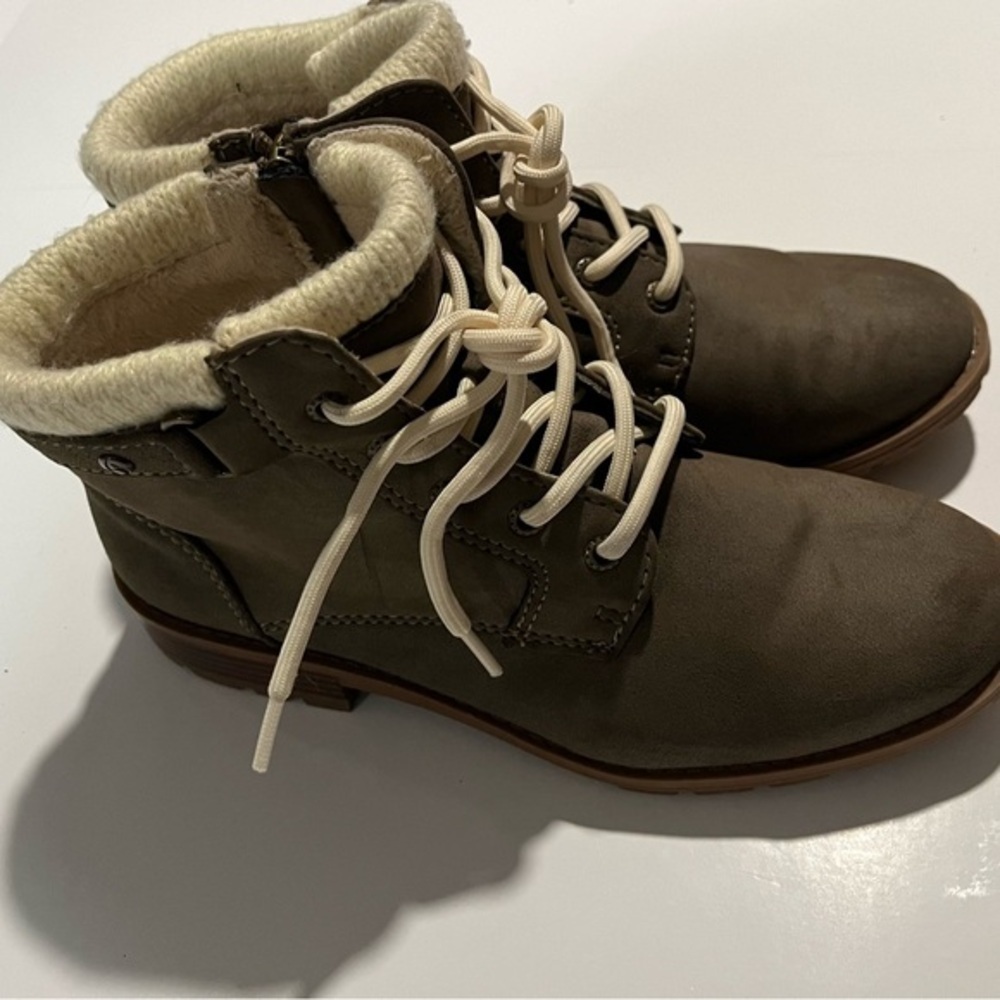 Rugged Brown and Cream Ankle Booties with Cozy Lining